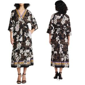 Sofia by Sofia Vergara Women's Tie Back, V-Neckline, Kimono Midi Dress Size M